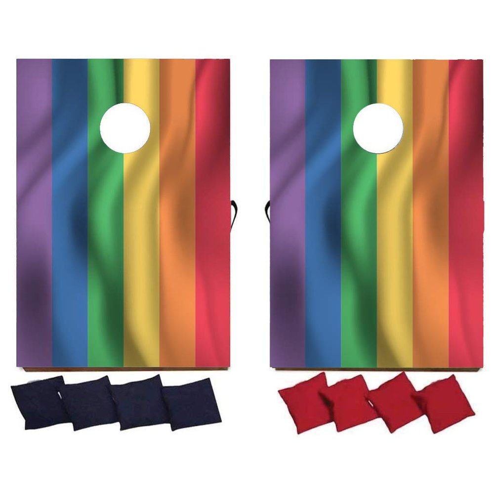 VictoryStore Rainbow Cornhole Bean Bag Toss Game Set, Bags Included, Rainbow Flag Bag Toss, LGBTQ Pride Cornhole