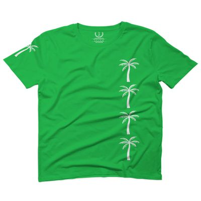 0318. Cool Graphic Surfer Society Summer California Palm Tree Beach for Men T Shirt (Irish Green 2X-Large)