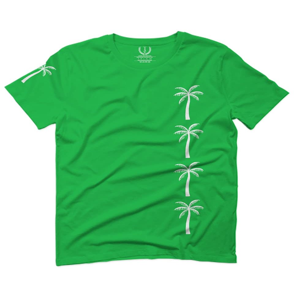 0318. Cool Graphic Surfer Society Summer California Palm Tree Beach for Men T Shirt (Irish Green 2X-Large)
