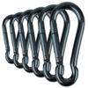 Branded Boards Black & Silver Zinc-Galvanized Heavy Duty Bushcraft Carabiner Spring Snap Clip Link Hooks 200-500lb Load 2, 6 & 12 Packs (Black-7cm-6 Pack) view 1