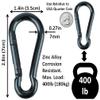 Branded Boards Black & Silver Zinc-Galvanized Heavy Duty Bushcraft Carabiner Spring Snap Clip Link Hooks 200-500lb Load 2, 6 & 12 Packs (Black-7cm-6 Pack) view 3