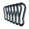 Branded Boards Black & Silver Zinc-Galvanized Heavy Duty Bushcraft Carabiner Spring Snap Clip Link Hooks 200-500lb Load 2, 6 & 12 Packs (Black-5cm-6 Pack) view 1