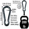 Branded Boards Black & Silver Zinc-Galvanized Heavy Duty Bushcraft Carabiner Spring Snap Clip Link Hooks 200-500lb Load 2, 6 & 12 Packs (Black-5cm-6 Pack) view 3