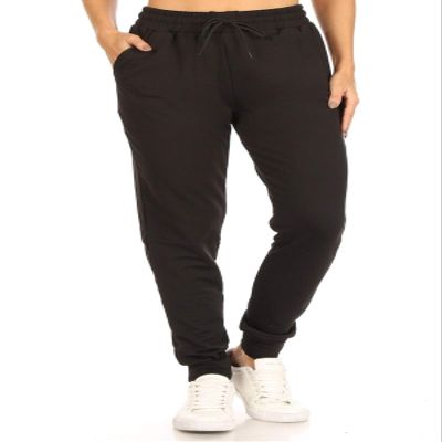 JFL128-BLACK-3X Fleece Lined Solid Jogger Track Pants w/Pockets, 3X
