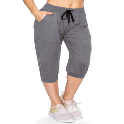 ALWAYS Women's Capri Jogger Pants - High Waisted Soft Zipper Casual Sweat Pants Charcoal M