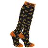 Go2Socks Holiday Compression Socks | Women Men Nurses Runners | 15-20 mmHg Medical Stockings(CandyCornBlk,L) view 1
