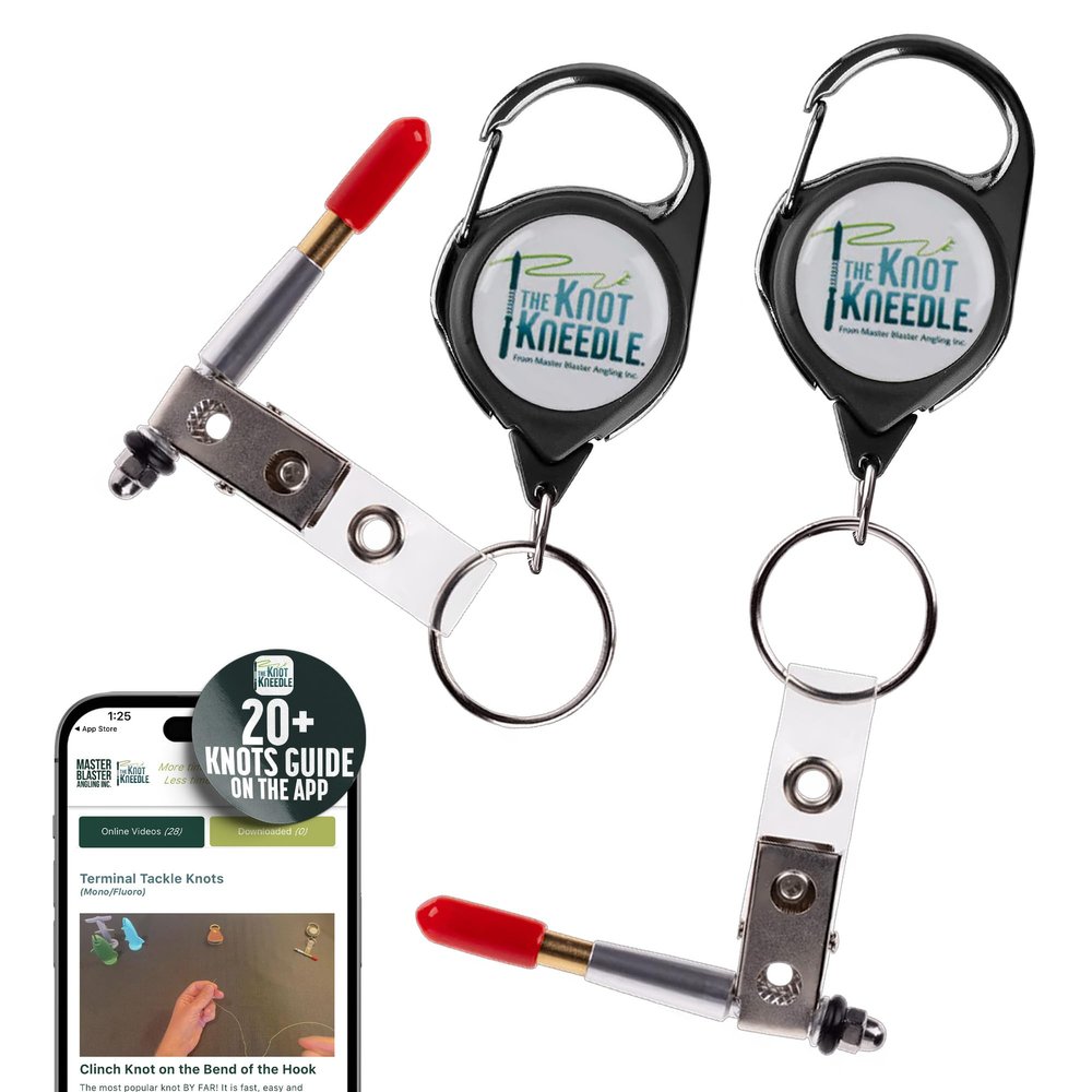 KNOT KNEEDLE - Fishing Knot Tying Tool, Fish Hook Tying Tool, Fish Knot Tying Tool, Quick Fishing Line Tie Tool for Hooks & Lines, Fishing Gear & Accessories - 2-Pack W/Zingers