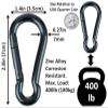Branded Boards Black & Silver Zinc-Galvanized Heavy Duty Bushcraft Carabiner Spring Snap Clip Link Hooks 200-500lb Load 2, 6 & 12 Packs (Black-7cm-12 Pack) view 3