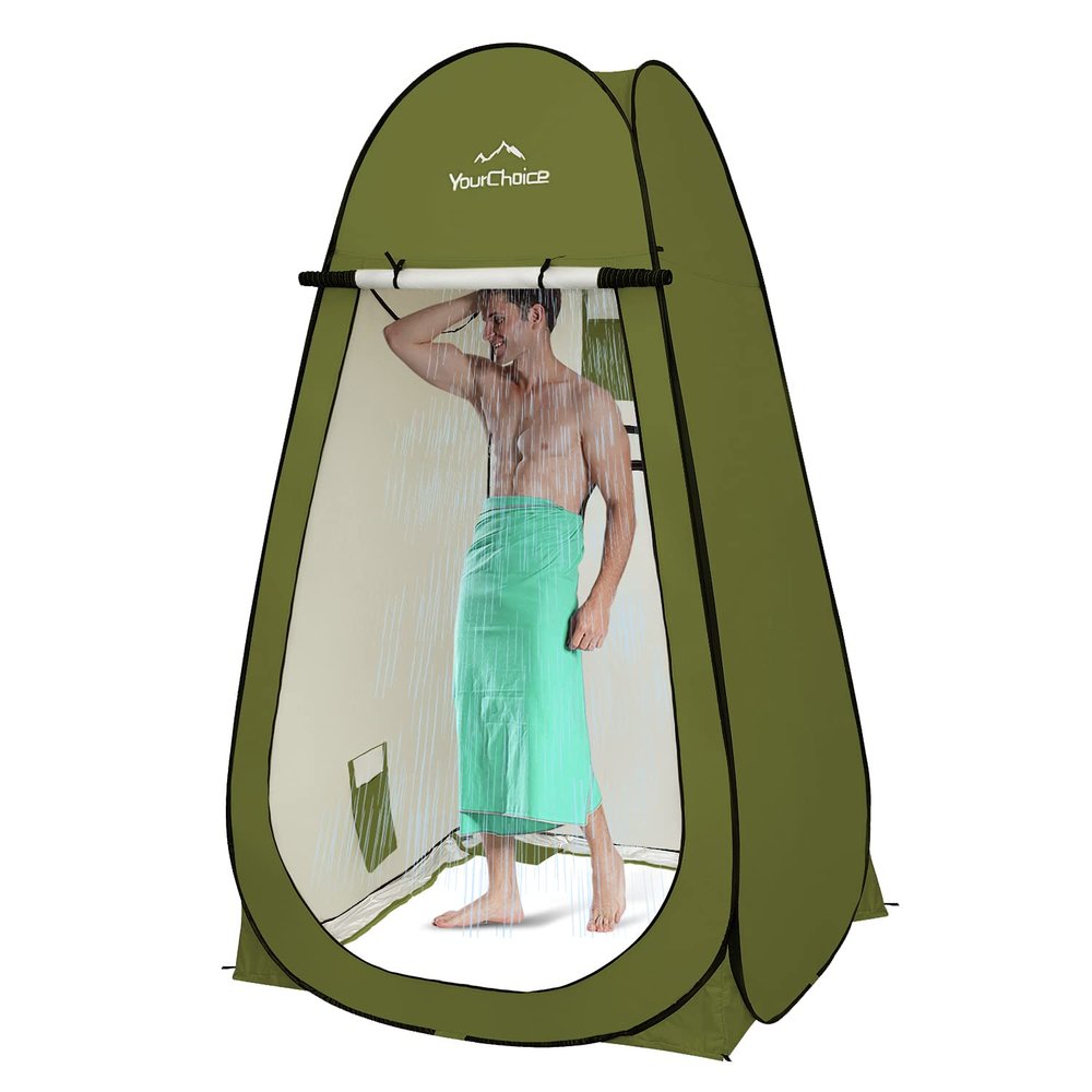 Your Choice XL Pop Up Privacy Shower Tent - Portable Changing Tent for Camping, Beach & Poolside - 82.6" Tall Double Storage Pockets & Carry Bag - Green