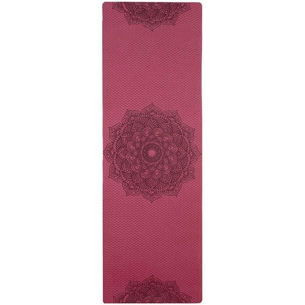 ZXD ZHEXUNDIAN TPE Yoga Mat Non-Slip Carpet Pilates Gym Sports Fitness Mat Beginner Fitness Equipment (Color : Burgundy)