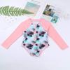 Aislor Kids Girls Palm Floral Rash Guard One Piece Sun Protection Swimsuit Beachwear Summer Vacation Pink 8 view 2