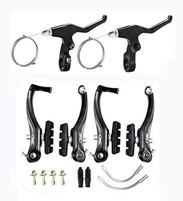 CNC V Brake Set, Bicycle Linear Pull V Brakes for Front/Rear Wheel,V Brake with Lever and Cable Long Arm 110mm, Black