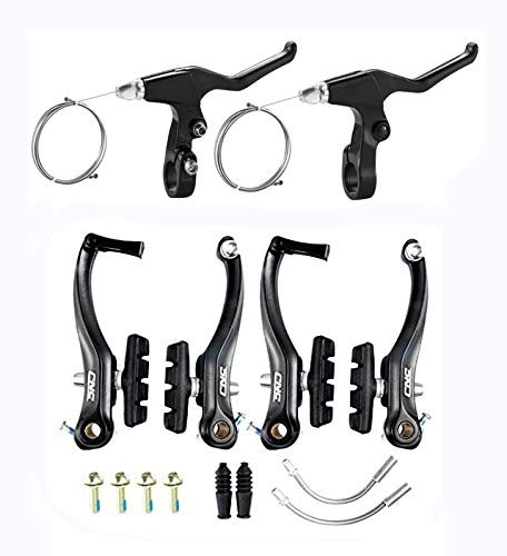 CNC V Brake Set, Bicycle Linear Pull V Brakes for Front/Rear Wheel,V Brake with Lever and Cable Long Arm 110mm, Black