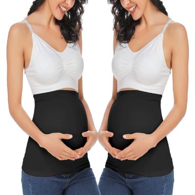 Rheane Belly Bands For Pregnant Women Belly Band Pregnancy Support Belt (Black+Black 2)