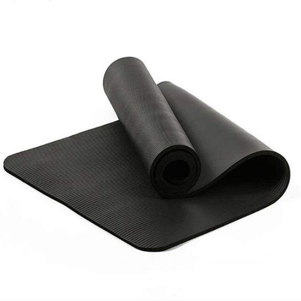 ZXD ZHEXUNDIAN 10mm NBR Yoga Mat with Free Carry Rope Non-Slip Thick Fitness Pilates Mat for Home Outdoor Gym Exercise 18361cm (Color : Black)