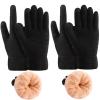 FENELY Women's Winter Warm Touch Screen Gloves Womens Thermal Black Cable Knit Wool Fleece Lined Touchscreen Texting Mittens for Cold Weather view 1
