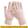 FENELY Women's Winter Warm Touch Screen Gloves Womens Thermal Black Cable Knit Wool Fleece Lined Touchscreen Texting Mittens for Cold Weather view 4