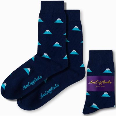 AUSCUFFLINKS Mountain Socks For Him | Mt Fuji Fun Socks for Her | Mountain Climber Rock Climbing Happy Gift Socks Quirky Novelty Present for Dad Stocking Stuffer | Socks for Mum (Mountain)