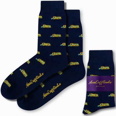 AUSCUFFLINKS School Bus Socks For Him & Her | Bus Driver Fun Socks Gift for Dad & Mum