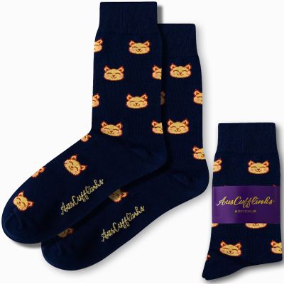 AUSCUFFLINKS Cat Lover Kitten Socks For Him | Cat Guy Fun Socks Gift for Her | Meow Cute Happy Gift Socks Quirky Novelty Present for Dad | Socks for Mum (Cat Face)