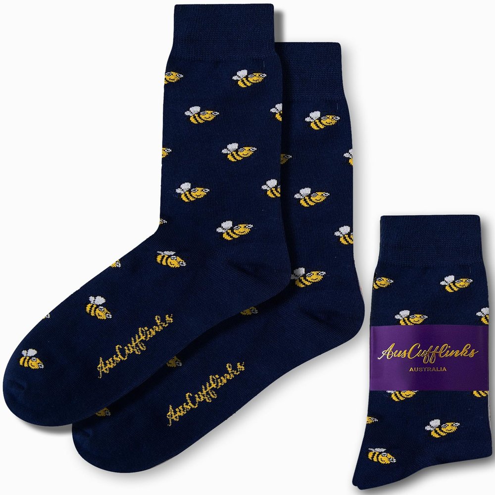 AUSCUFFLINKS Bee Socks For Him & Her | Honey Lover Gift Socks - Quirky Busy Bee Novelty Present for Dad & Mum