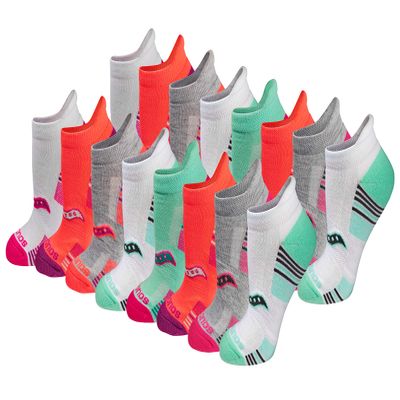 Saucony Women's RunDry Performance 8, 16 Pairs Heel Tab Athletic Socks, S-L, Assorted Light (16 Pairs), Medium