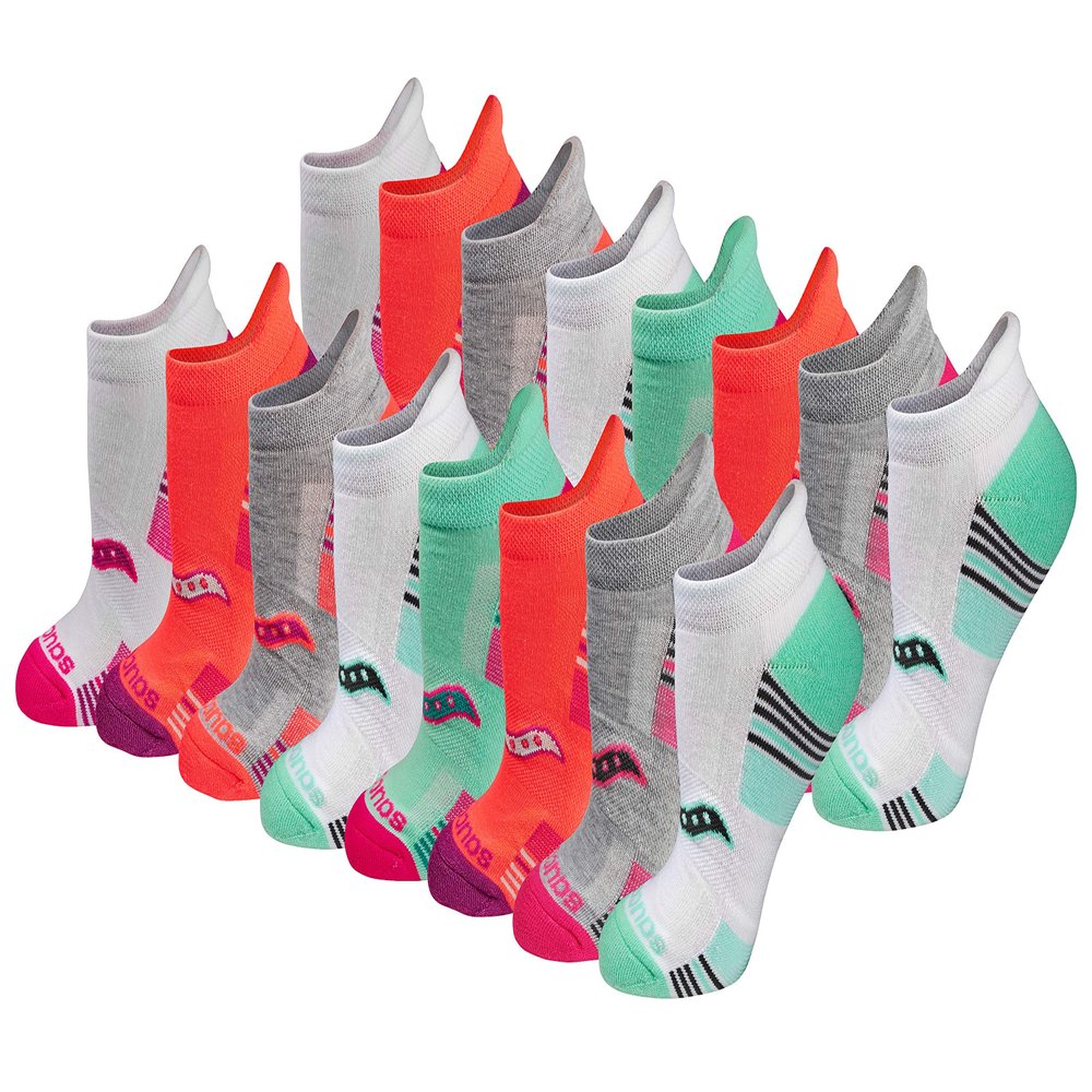 Saucony Women's RunDry Performance 8, 16 Pairs Heel Tab Athletic Socks, S-L, Assorted Light (16 Pairs), Medium