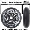 AOWISH Inline Skate Wheels Outdoor Asphalt Formula Aggressive Roller Blades Wheels 90a Roller Hockey Replacement Wheels with Bearings ABEC-9 and Floating Spacers, 4-Pack (Black, 76mm) view 4