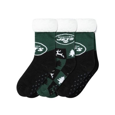FOCO New York Jets NFL Womens Fan Footy 3 Pack Slipper Socks