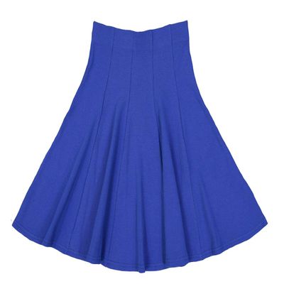 BGDK Girls' School Uniform Pleated Pull-on Knee Length Ribbed Cotton Panel Skirt, Knit Waistband Royal Blue 6
