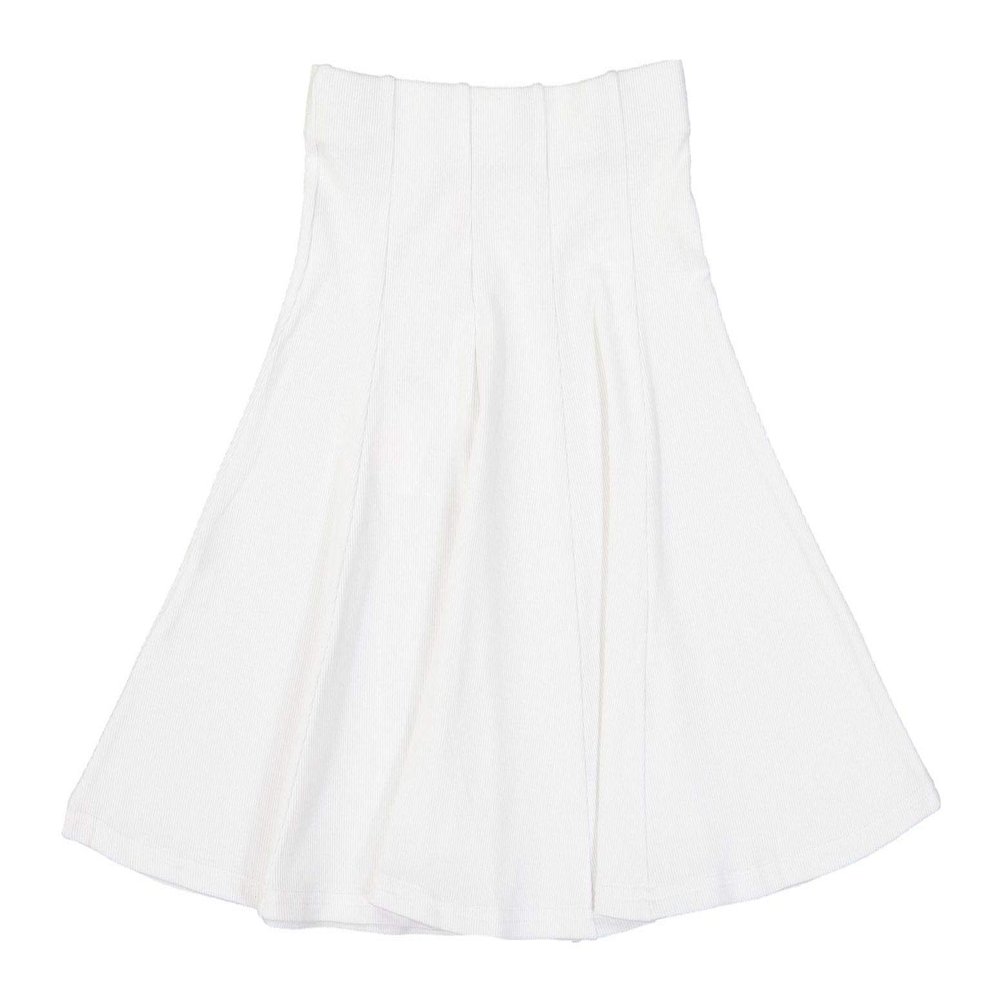 BGDK Girls' School Uniform Pleated Pull-on Knee Length Ribbed Cotton Panel Skirt, Knit Waistband White 5