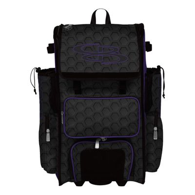 Boombah Superpack Hybrid Rolling Bat Bag - 3DHC Black/Purple - Wheeled & Backpack Version