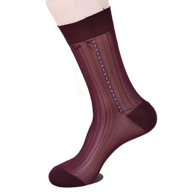Goobester Men Sheer Formal Wear Suit Transparent Stripe Business Tube Dress Socks 03