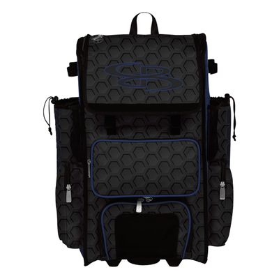 Boombah Superpack Hybrid Rolling Bat Bag - 3DHC Black/Royal - Wheeled & Backpack Version