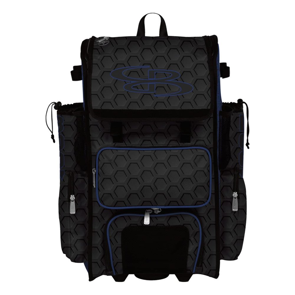 Boombah Superpack Hybrid Rolling Bat Bag - 3DHC Black/Royal - Wheeled & Backpack Version