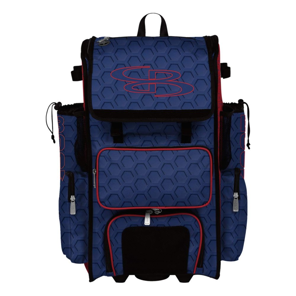 Boombah Superpack Hybrid Rolling Bat Bag - 3DHC Royal/Red - Wheeled & Backpack Version