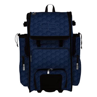 Boombah Superpack Hybrid Rolling Bat Bag - 3DHC Navy - Wheeled & Backpack Version
