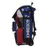 Boombah Superpack Hybrid Rolling Bat Bag - USA Baseball Royal/Red/White - Wheeled & Backpack Version view 3