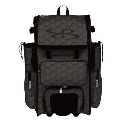 Boombah Superpack Hybrid Rolling Bat Bag - 3DHC Dark Charcoal/Black - Wheeled & Backpack Version