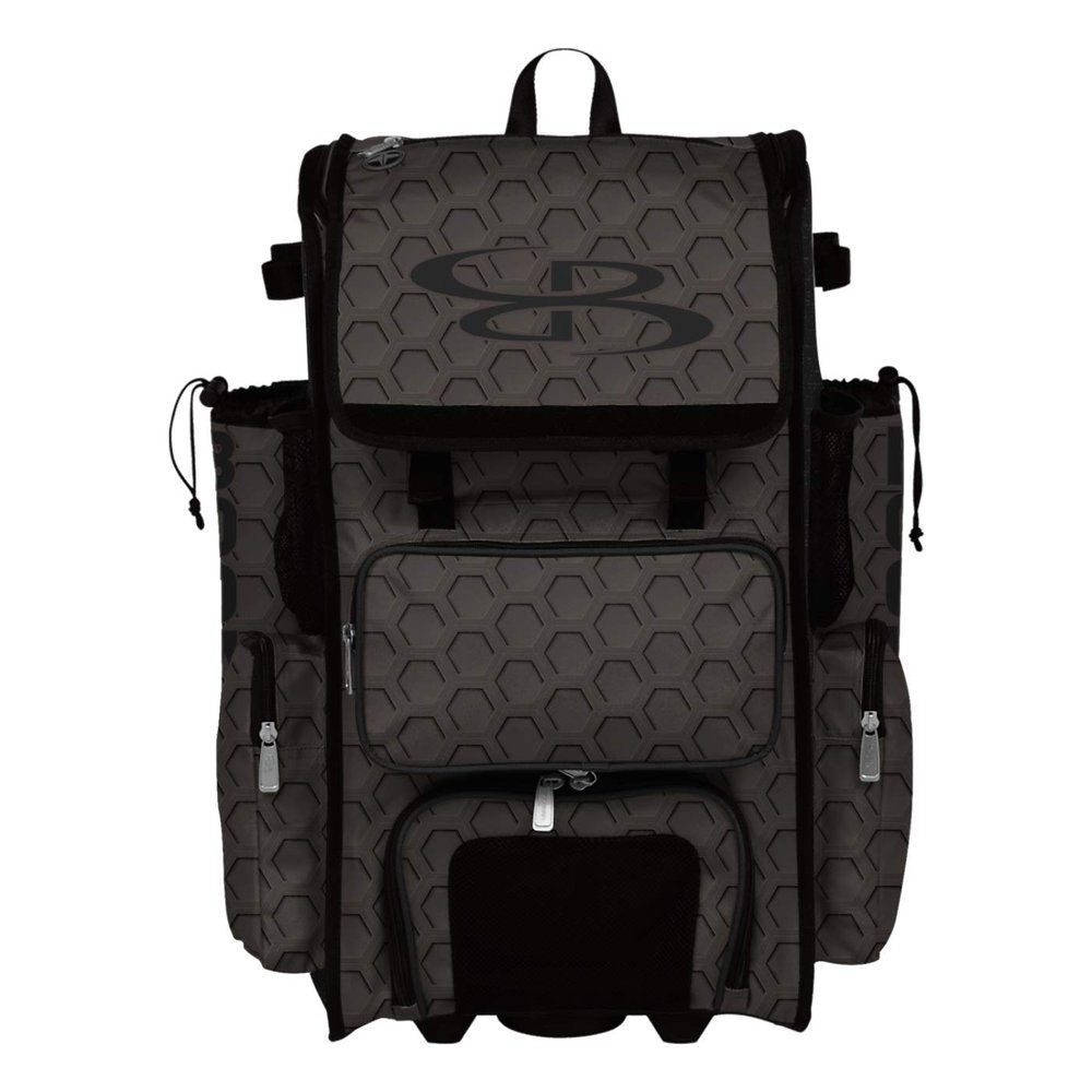 Boombah Superpack Hybrid Rolling Bat Bag - 3DHC Dark Charcoal/Black - Wheeled & Backpack Version