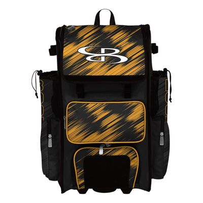 Boombah Superpack Hybrid Rolling Bat Bag - Scratch Black/Gold - Wheeled & Backpack Version