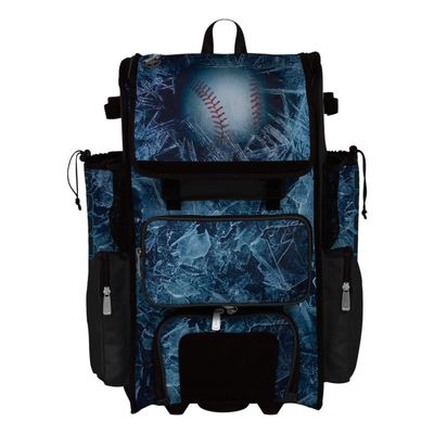 Boombah Superpack Hybrid Rolling Bat Bag - Frozen Black/White - Wheeled & Backpack Version