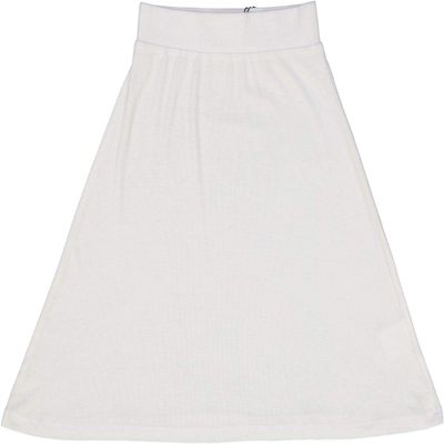 BGDK Girls' Knee Length Light Weight strecthy Thin Ribbed A-Line Skirt, Waistband White x Large