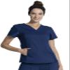 Cherokee V-Neck Knit Panel Scrub Top for Women Modern Classic Fit with Stretch Side Panels & Kangaroo Pocket Plus Size - WW2875, 4XL, Navy view 1