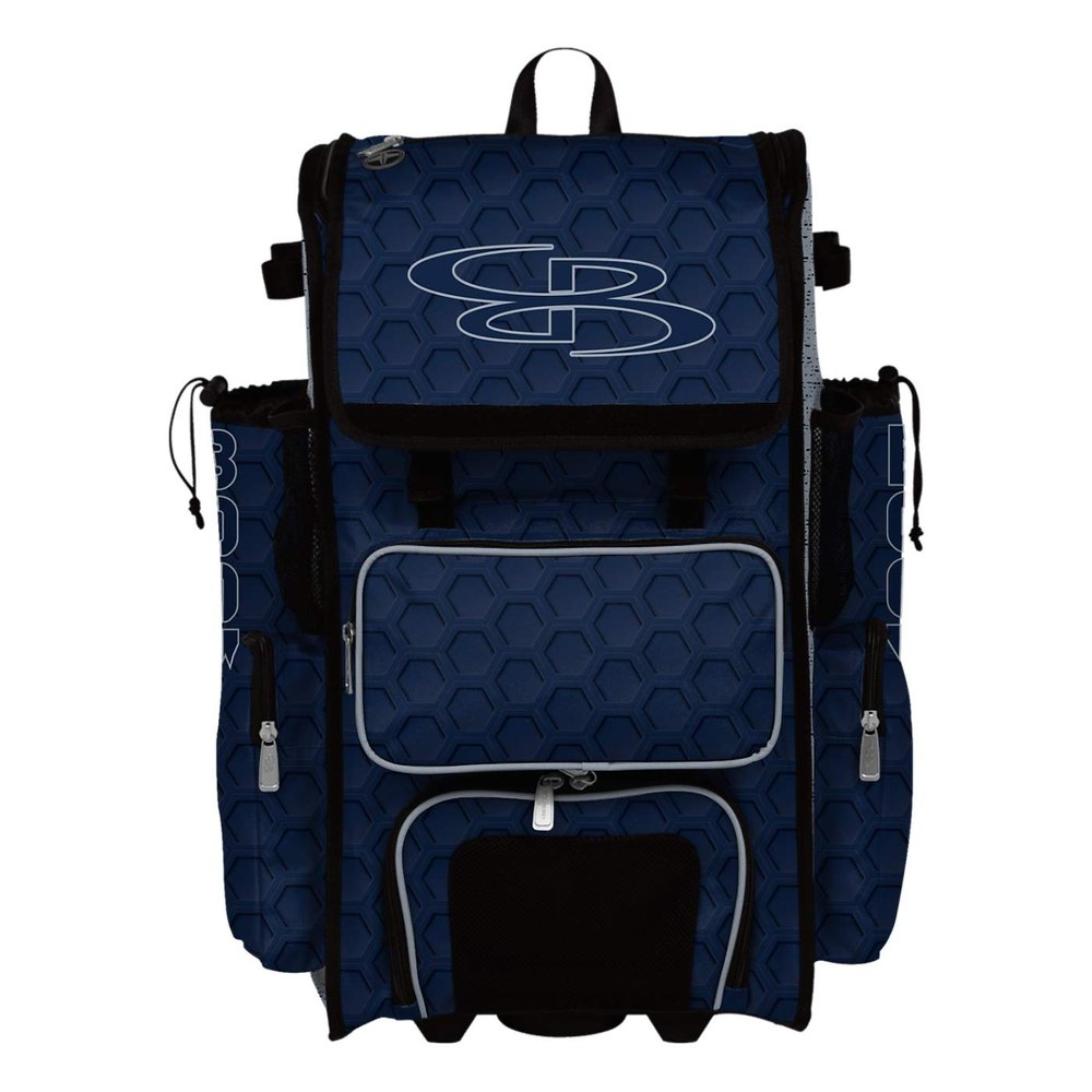 Boombah Superpack Hybrid Rolling Bat Bag - 3DHC Navy/Gray - Wheeled & Backpack Version