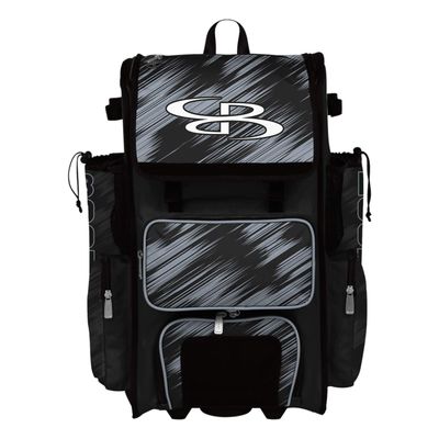 Boombah Superpack Hybrid Rolling Bat Bag - Scratch Black/Gray - Wheeled & Backpack Version