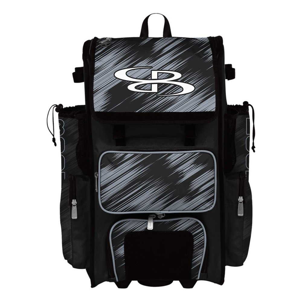 Boombah Superpack Hybrid Rolling Bat Bag - Scratch Black/Gray - Wheeled & Backpack Version