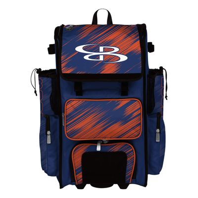 Boombah Superpack Hybrid Rolling Bat Bag - Scratch Royal/Orange - Wheeled & Backpack Version