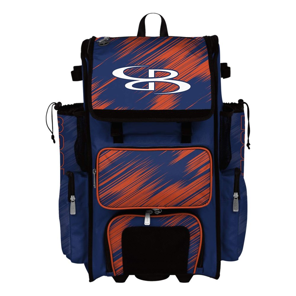 Boombah Superpack Hybrid Rolling Bat Bag - Scratch Royal/Orange - Wheeled & Backpack Version