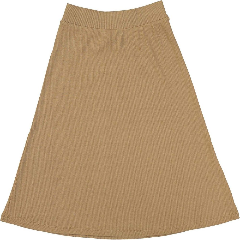 BGDK Girls' Knee Length Light Weight strecthy Thin Ribbed A-Line Skirt, Waistband Taupe